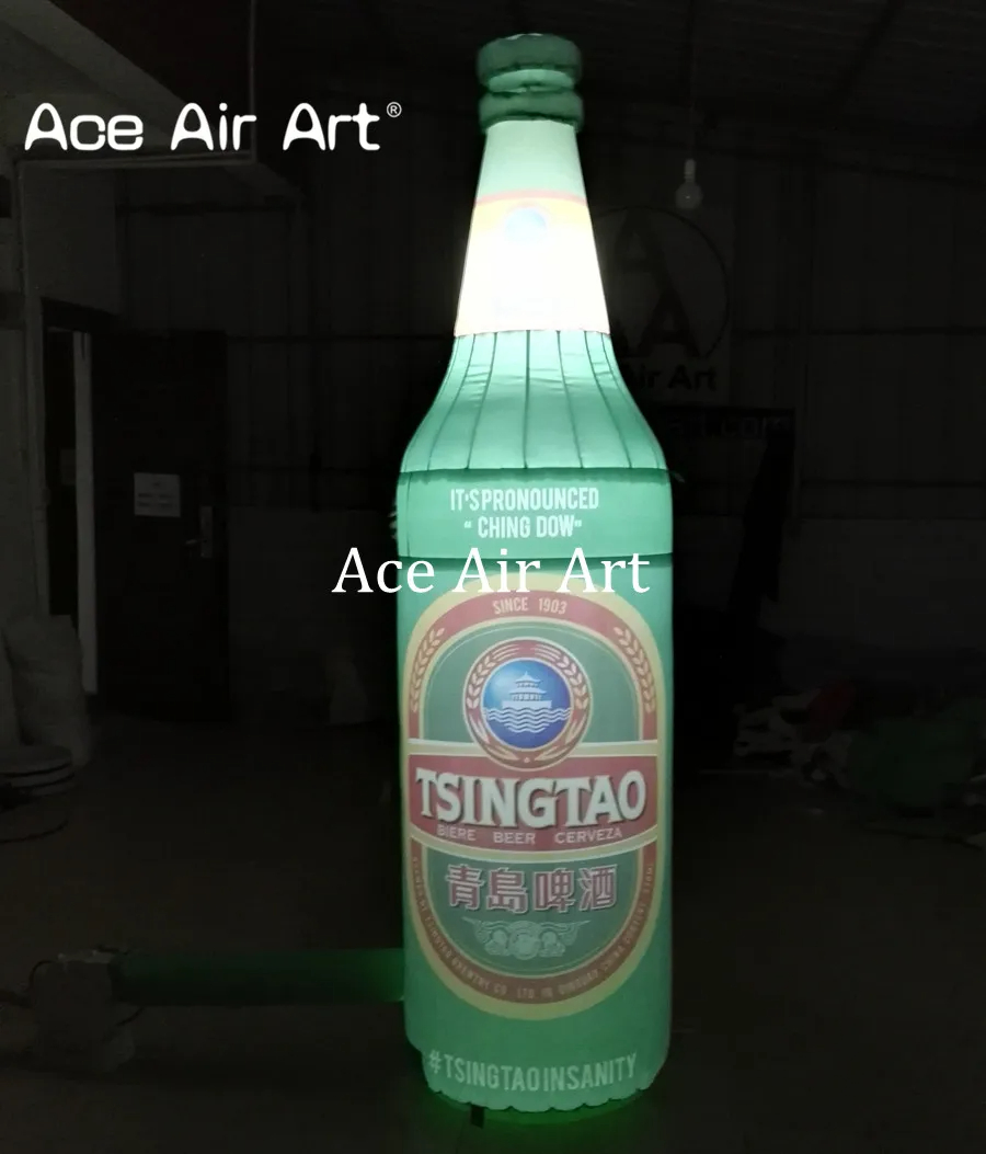 Customized 3m H Inflatable Beer Bottle Replica Wine Bottle Model with LED Lights for Outdoor Advertising