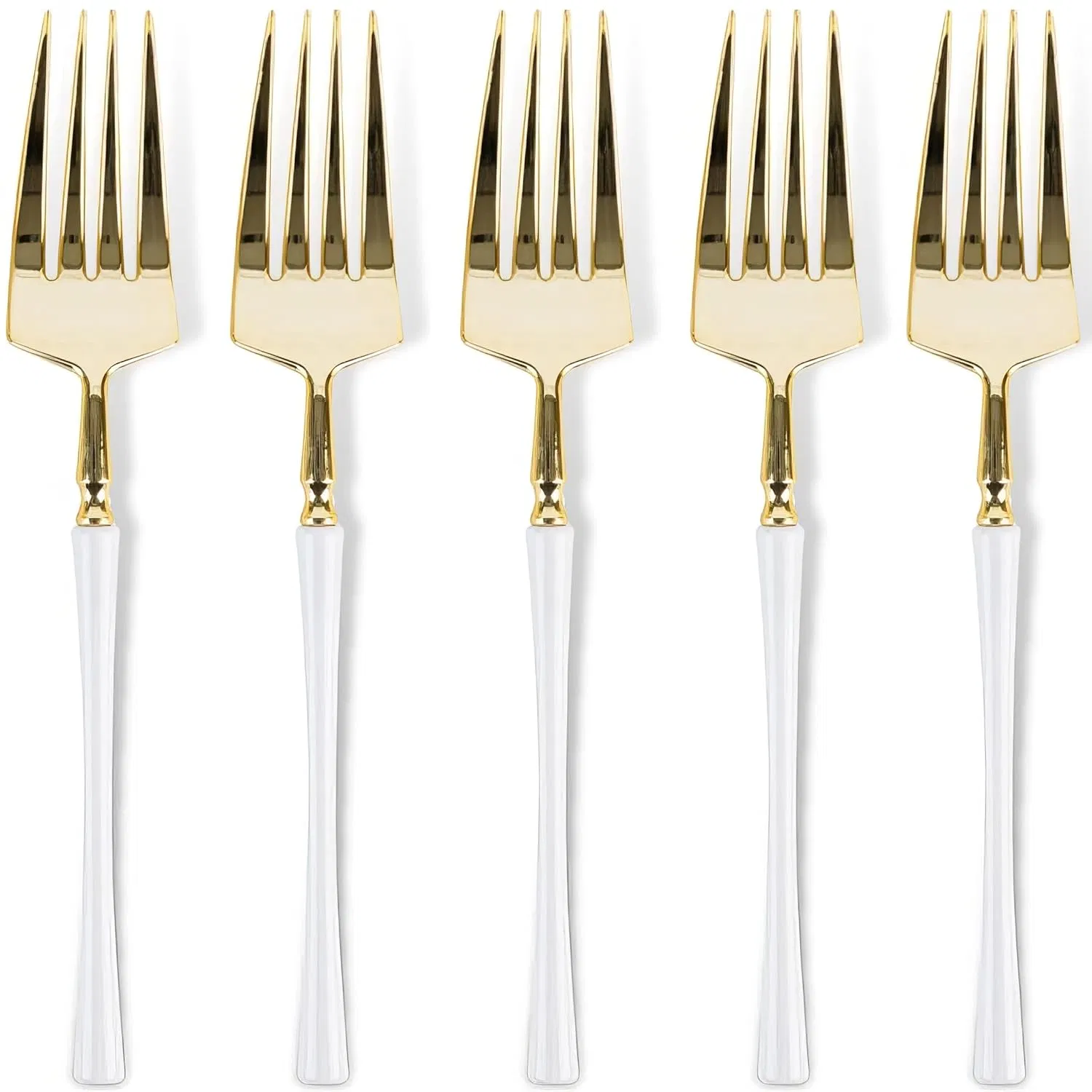 Elegant Gold and White Party Salad Forks for Entertaining