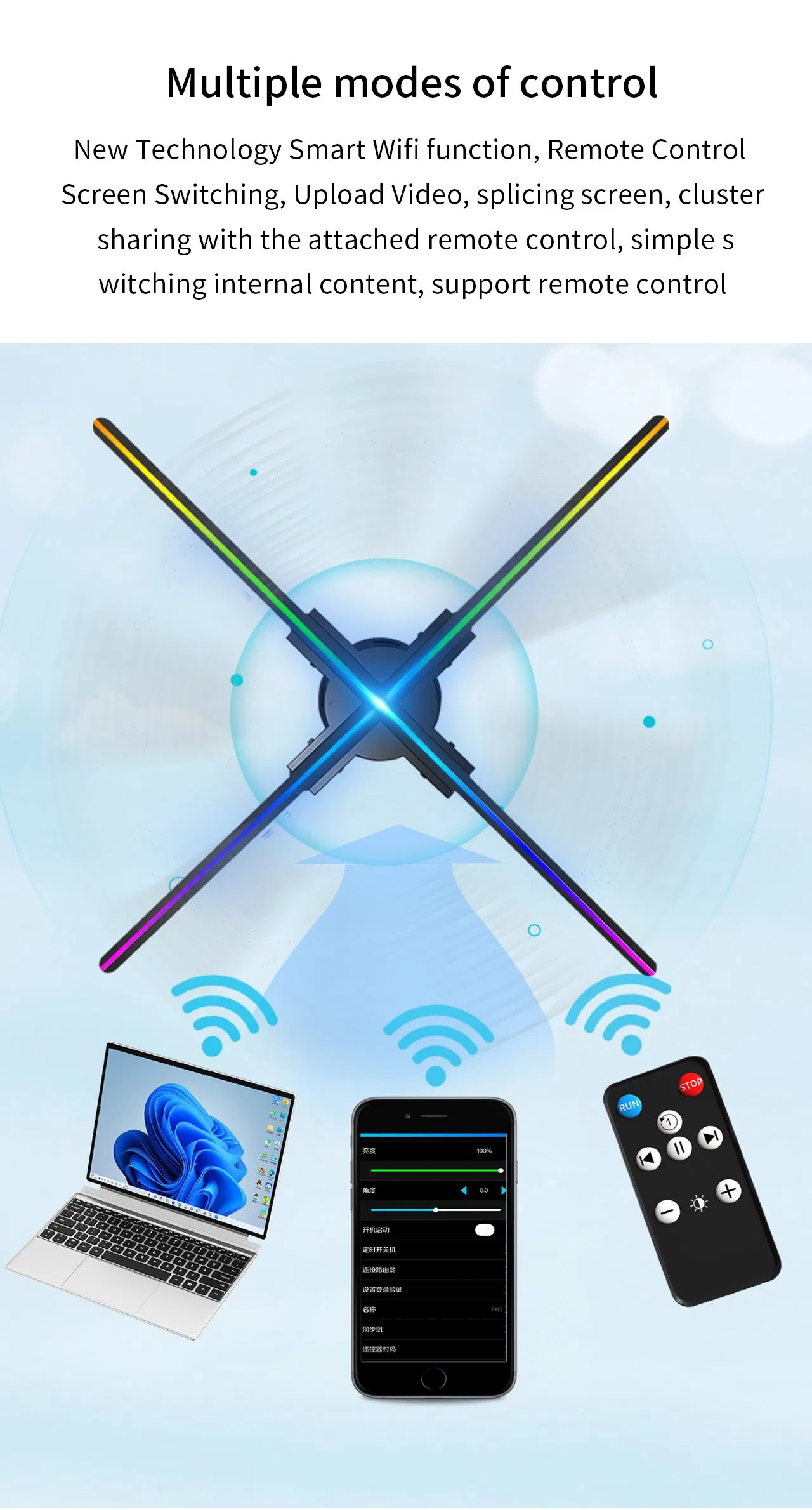 3D голографический вентилятор-проектор 52 см с Wi-Fi