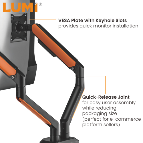 Крепление для монитора LUMI Full Motion с RGB подсветкой