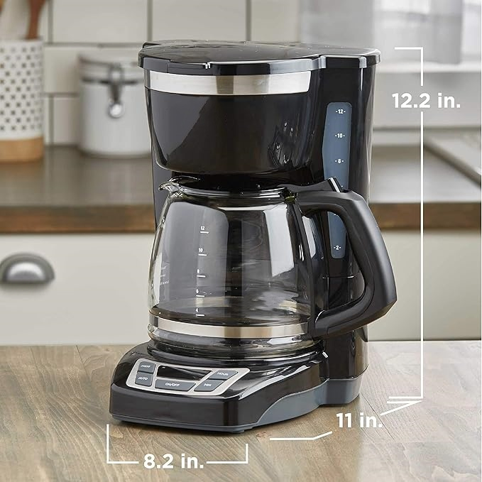 Professional 12-Cup Coffee Machine Smart Automatic Kitchen Appliances Glass Pot Coffee Maker