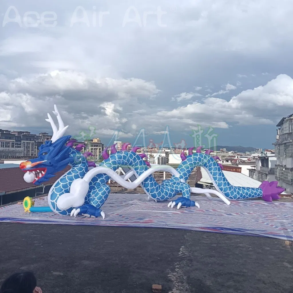 9ml Large Blue Inflatable Dragon for Event Party Decorations