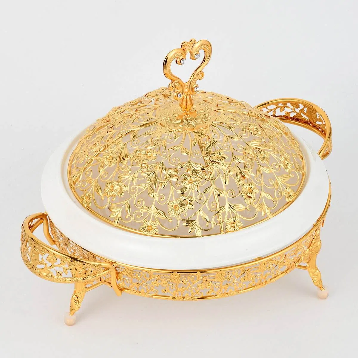 Gold Plated Iron Art Paired with Ceramic Insulated Buffet Stove