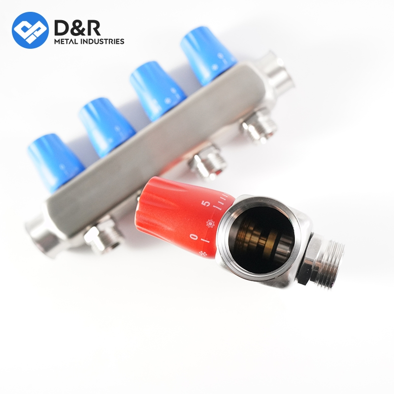 D&R Stainless Steel Underfloor Heating Manifold Kit Integrated Mixing Unit & Pump Group for Supply and Return Radiant Floor Systems
