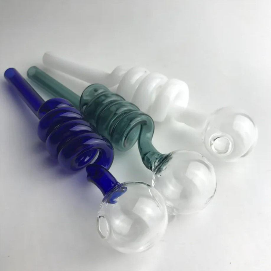 Glass Oil Burner Pipe for Smoking Colorful Thick Pyrex Glass Spring Style Oil Burner Water Pipes Hand Pipe