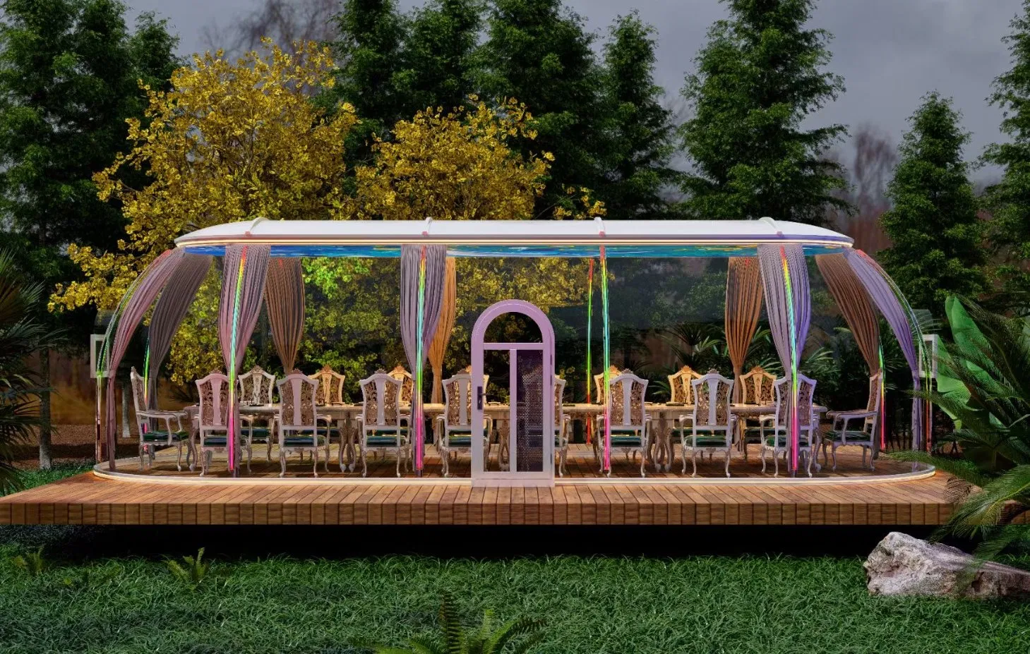 Outdoor Hotel Plastic Dome Tent Canopy House 4 Seasons Glamping 6m to 30m Diameter Greenhouse Glass Dome Hotel Tent