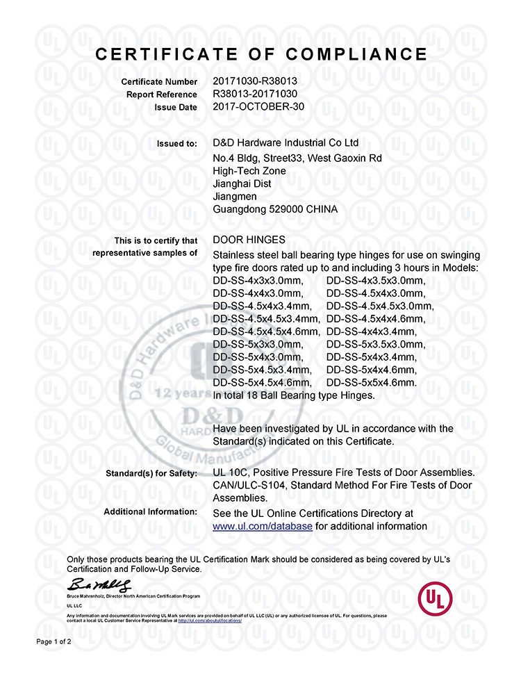 5 Inch Stainless Steel 201 Qatar Market UL Large Commercial Door Hinge