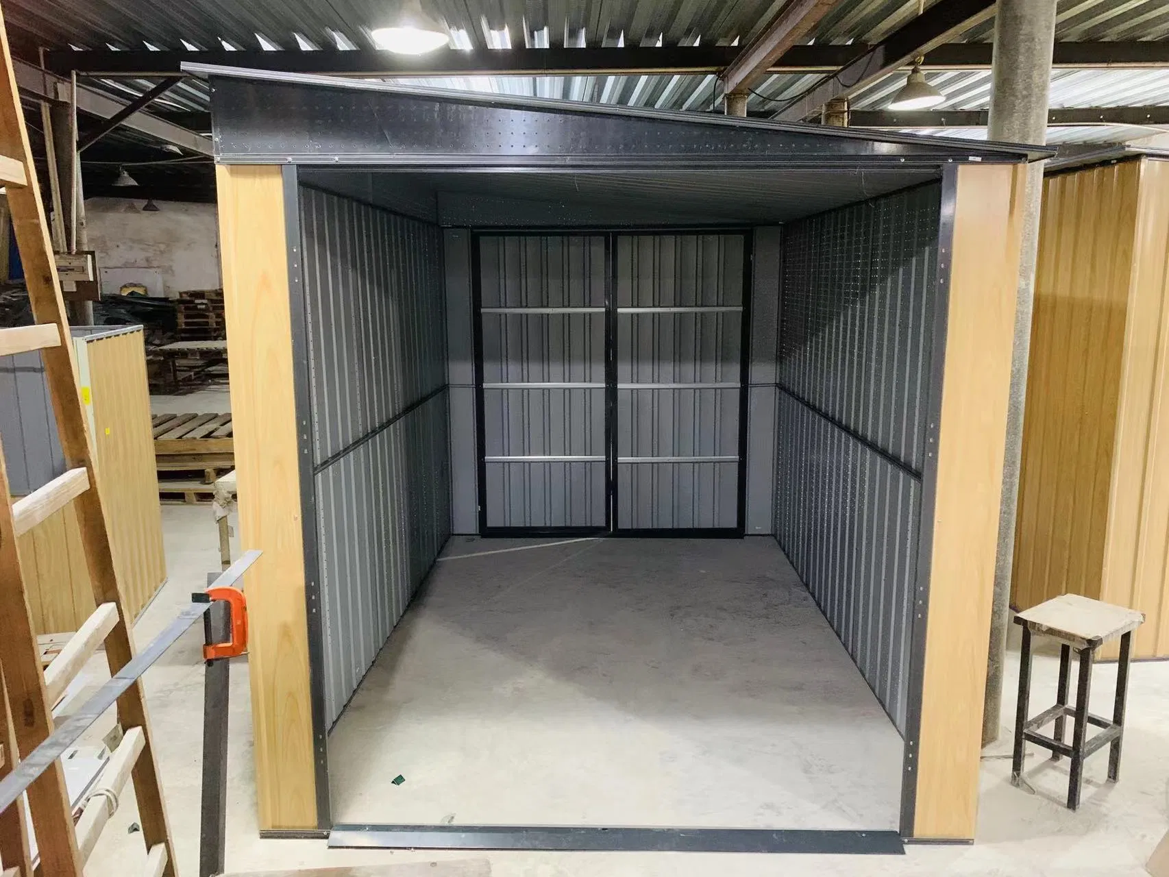 Metal Storage Shed with Wood Finish Ks150128203