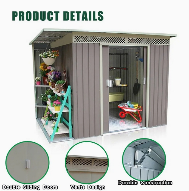 Factory Direct Sale Metal Shed Outdoors Prefab Storage Tools Room