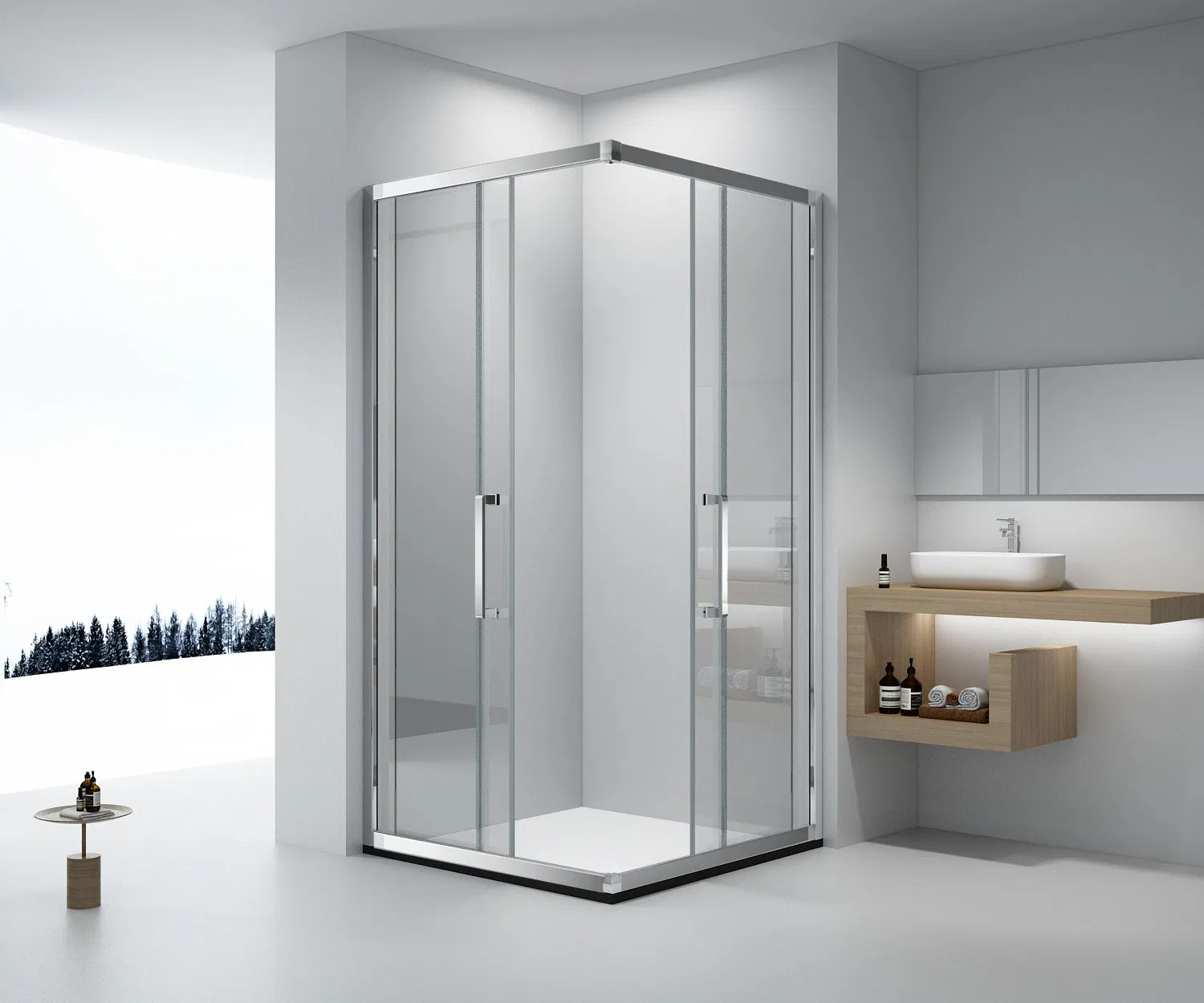 Modern Design Square Sliding Bathroom Glass Shower Enclosure