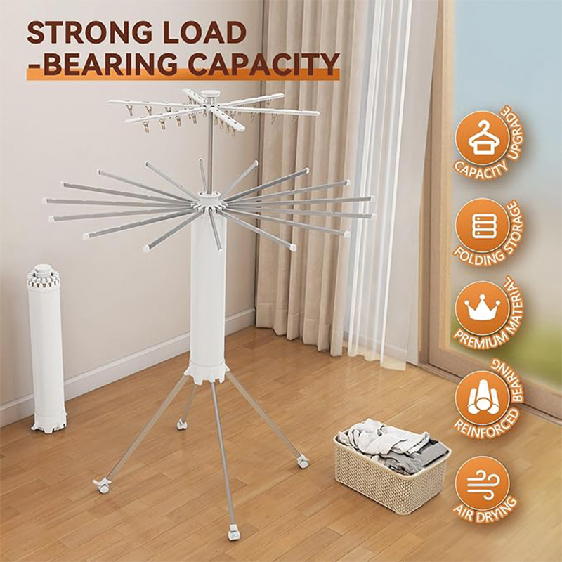 Collapsible Roasting Octopus Standing Cloth Drying Rack 4-Legged Design Metal Foldable Laundry Tripod Clothes Dryer Hanger Racks