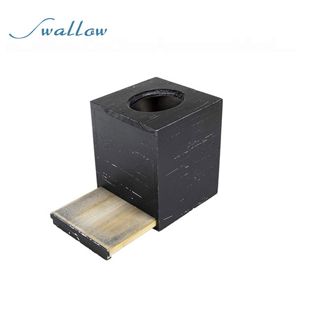 Buy Swallow Square Tissue Box Cover- Decorative Rustic Wood Cube Tissue Holder with Slide-out Bottom Panel