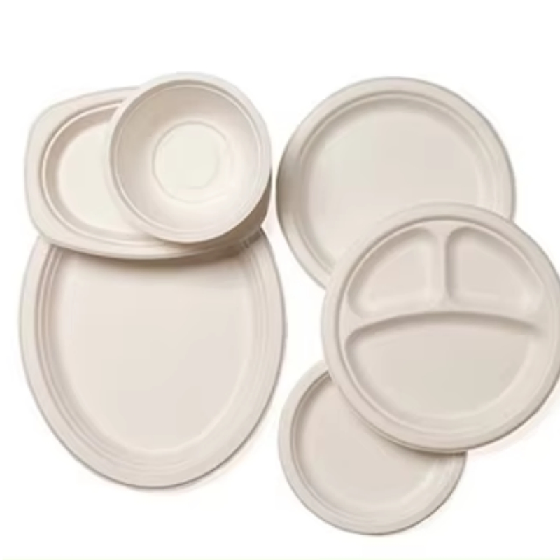 Wholesale Compartment Disposable Round Food Tray Microwaveable Lunch Food Dessert Salad Plate