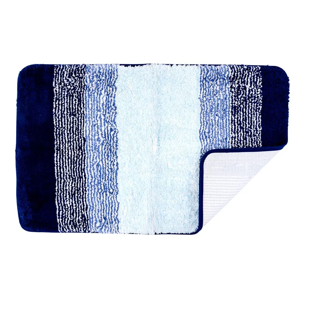 Durable Blue Point Microfiber Stripe Floor Mat for Entryways