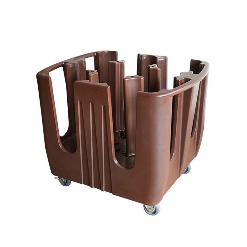 Large Size Restaurant Plates Storage Trolley Adjustable Plastic Dishes Rack Cart