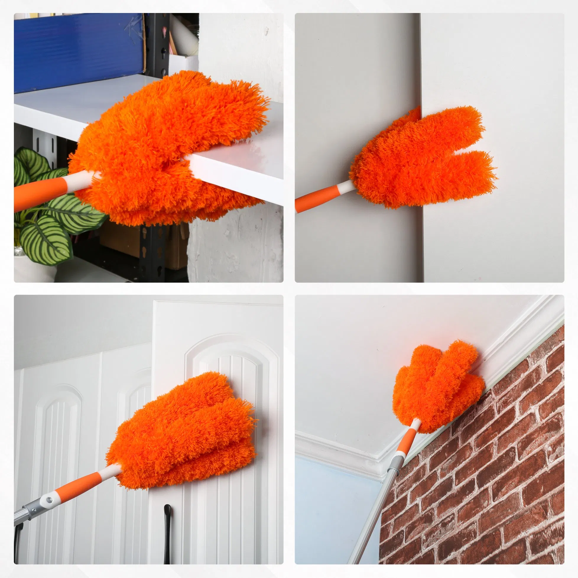 Petal Shaped Telescopic Microfiber Brush with Extension Pole Reusable Duster
