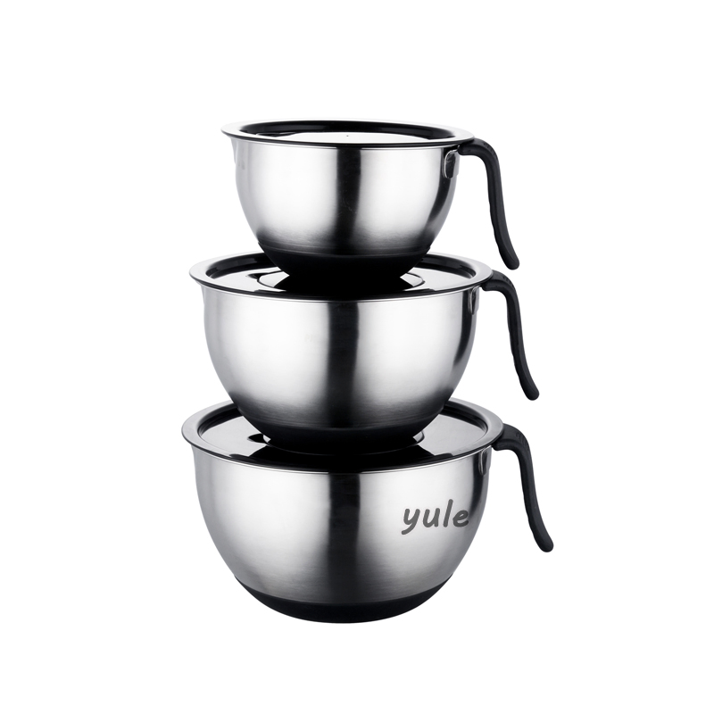 Amazon Hot Sale Stainless Steel Mixing Bowl with Airtight Lids Grater Non-Slip Bottoms Handle