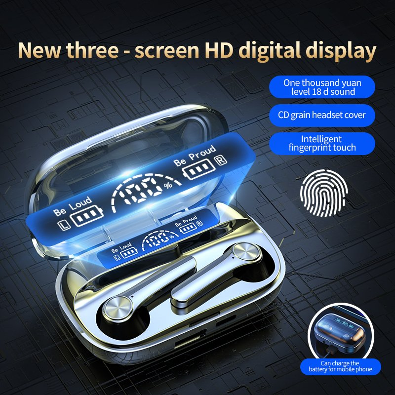Наушники TWS Hi-Fi с LED-дисплеем, защита от воды