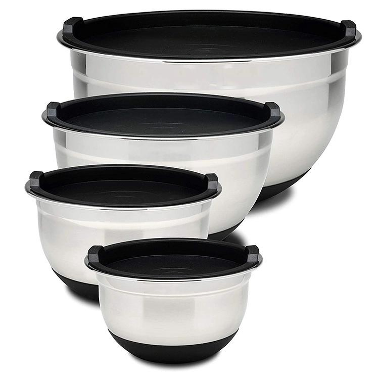 Non-Slip Silicone Bottom Kitchen Baking Utensils Stainless Steel Mixing Bowl