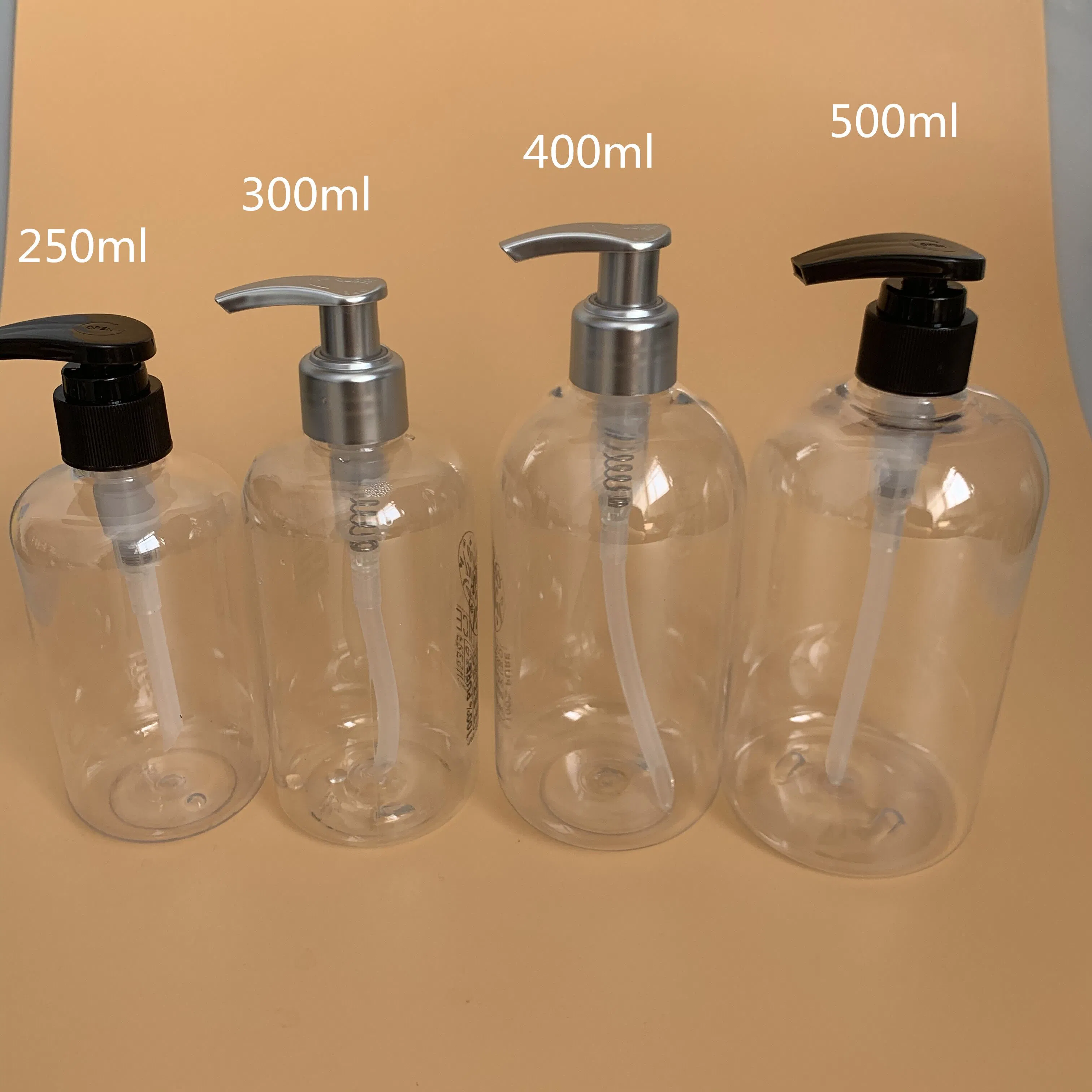 250ml, 300ml, 400ml, 500ml Wholesale Transparent Pet Press Foam Pump Bottle for 24/410 Hand Soap