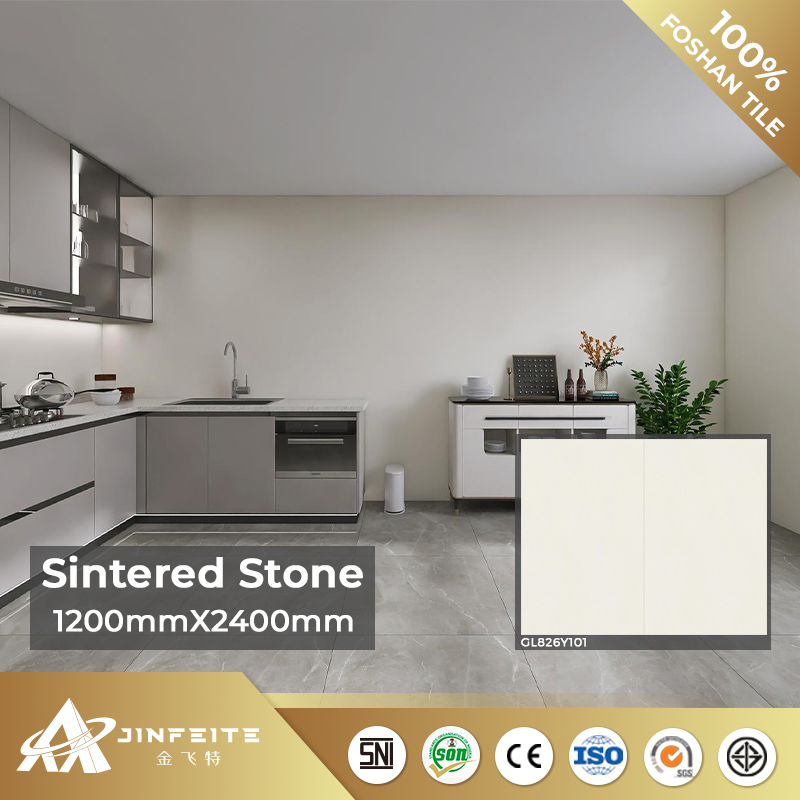 New Design Light Colour Sintered Stone Panel for Kitchen Wall Glossy Surface Easy Clean Best Price