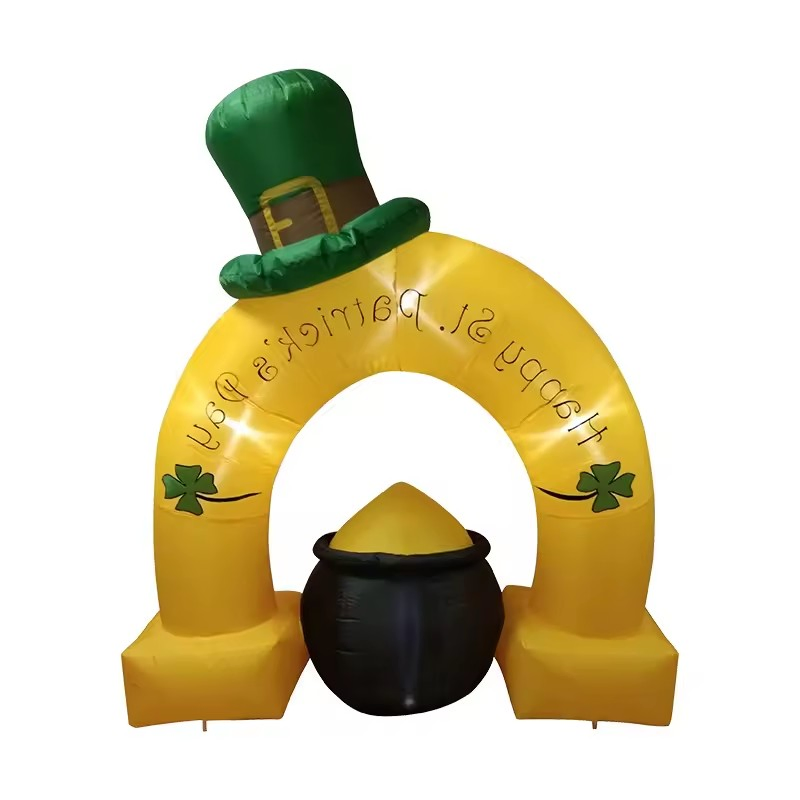 Boyi Inflatable St. Patrick's Day Archway with LED Lights Green Hat Outdoor Irish Festival Party Decorations for Saint Patty's Day