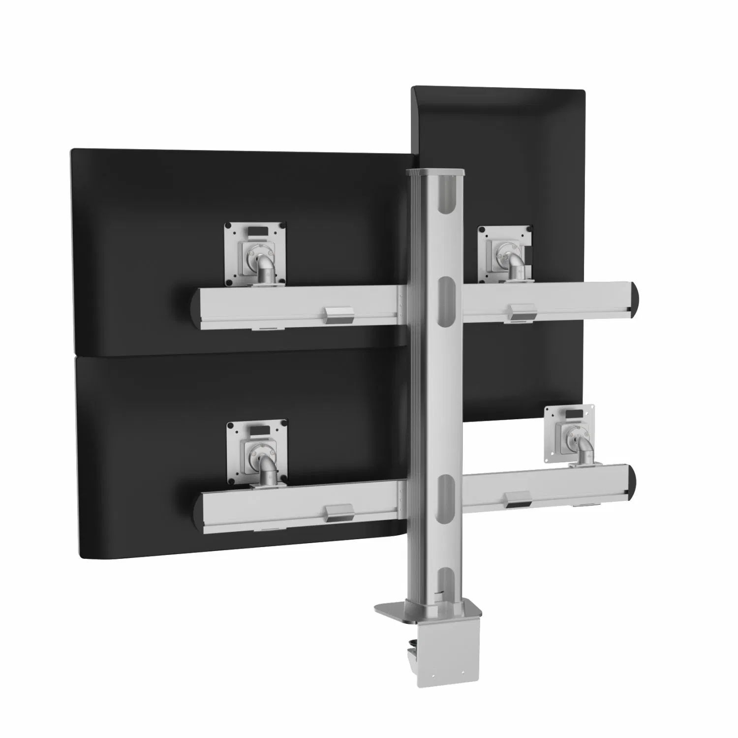 Кронштейн для мониторов на 4 экрана, алюминиевый, серебристый