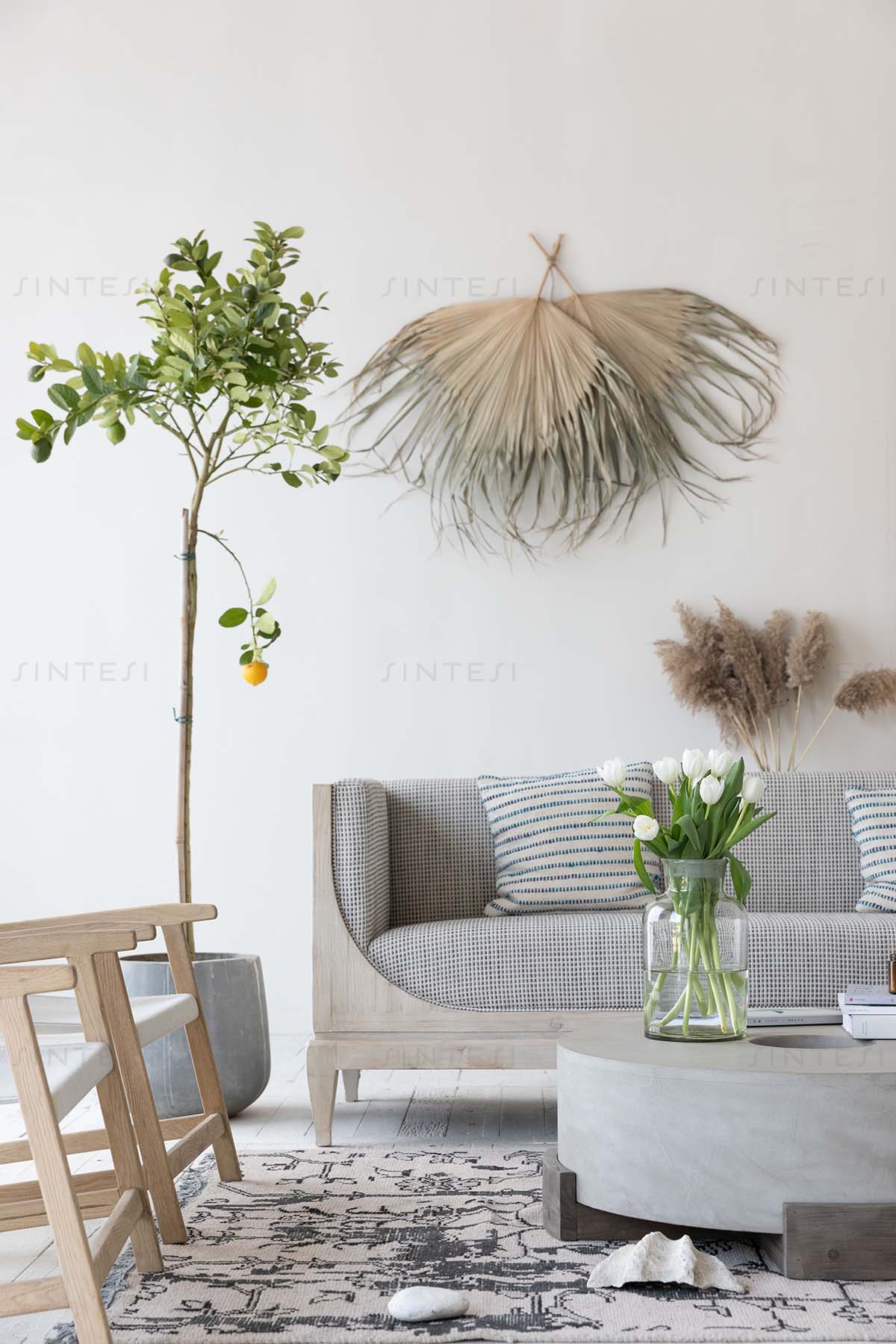 Диван-кровать деревянный белый европейский стиль для гостиной