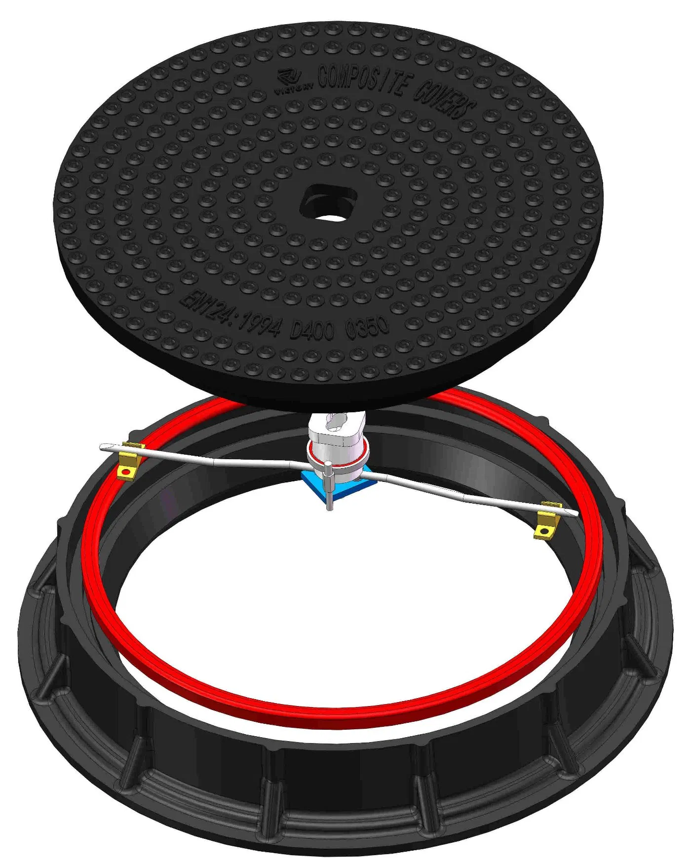 High Quality Waterproof SMC Composite Material Manhole Cover with Lock Watertight FRP GRP Fiberglass Round Manhole Cover Resin Seal and Locking Manhole Covers