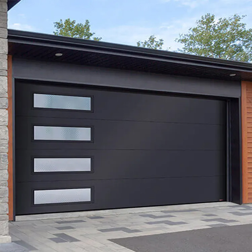 China Factory Custom Remote Control Automatic Garage Door Modern Design Black Color Aluminum Garage Doors