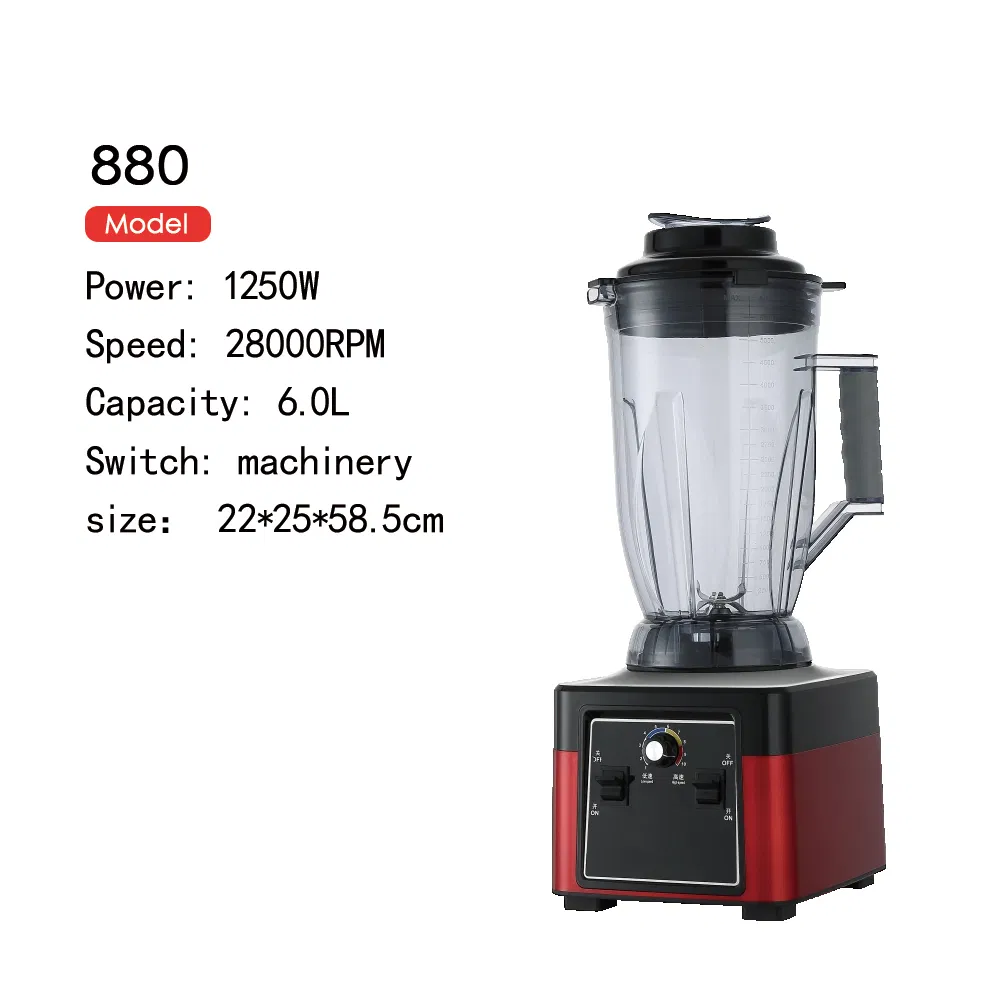 Factory Wholesale 1250W Red Commercial Smoothie Fruit Blender Multifunctional Home Kitchen Utensils ABS Housing Customizablejuice Blender Heavy Duty Food Mixer