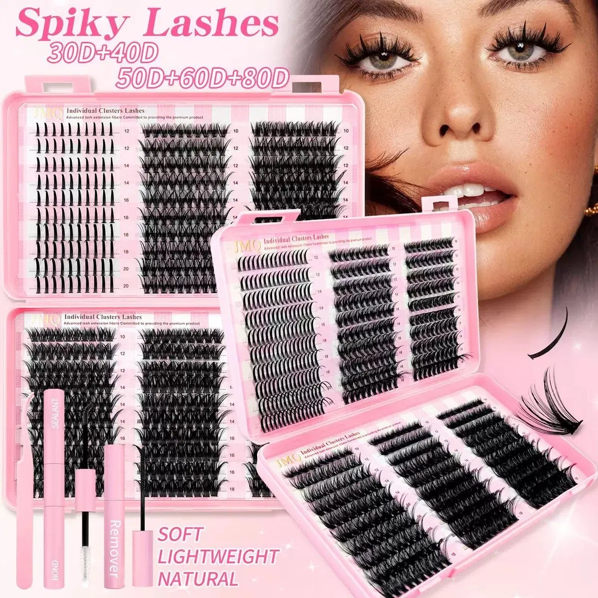 60d 80d 100d Private Label Wispy DIY Cluster Eyelash 8-24mm D Curl Natural Individual Extensions DIY Lashes with Glue