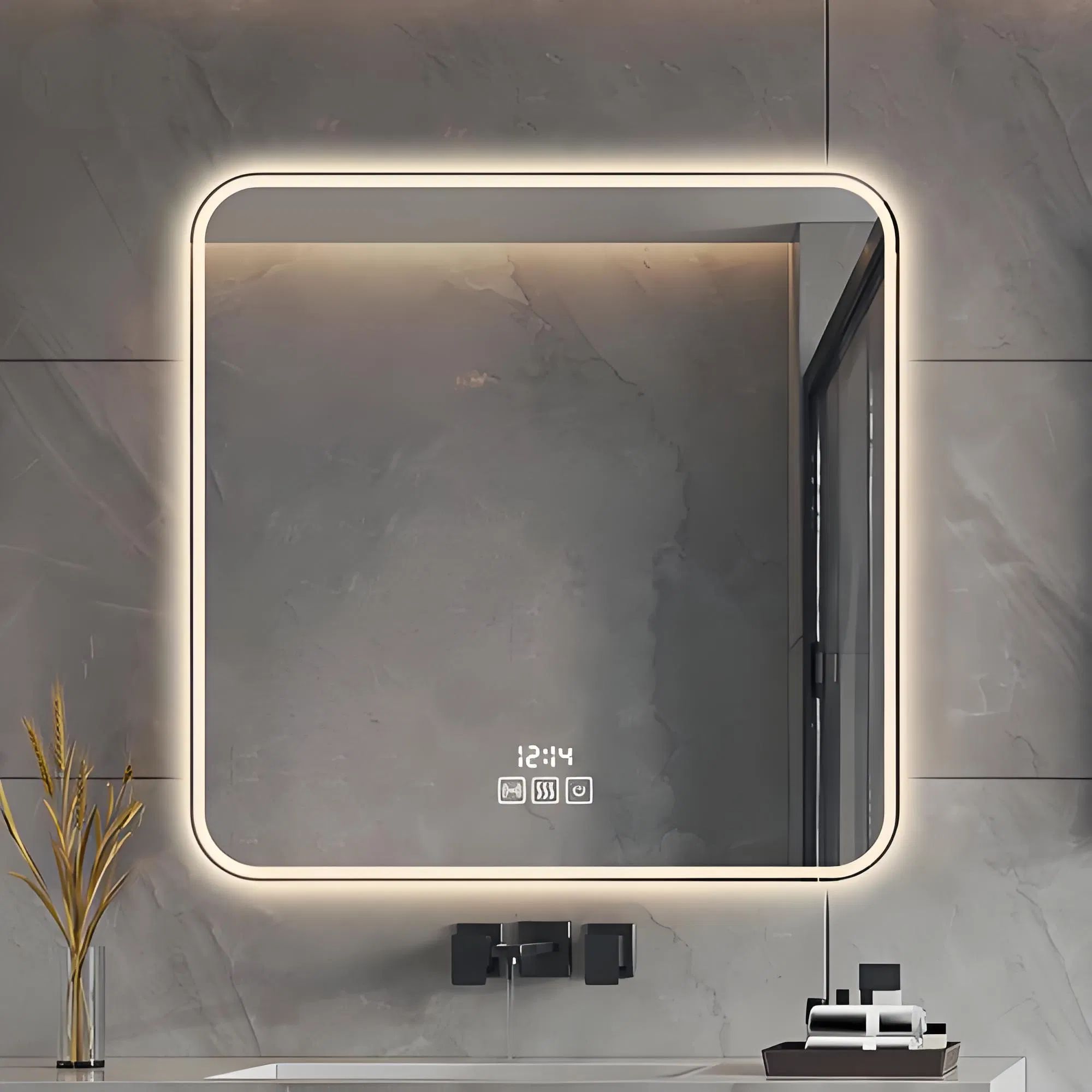 Custom Metal Framed Mirror Smart Wall Home Bathroom Mirror with Smart Accessories