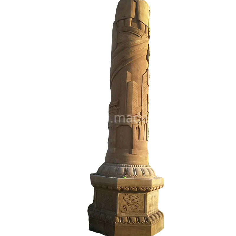 Hand Carved Decoration Marble Stone Roman Dragon Columns Pillar
