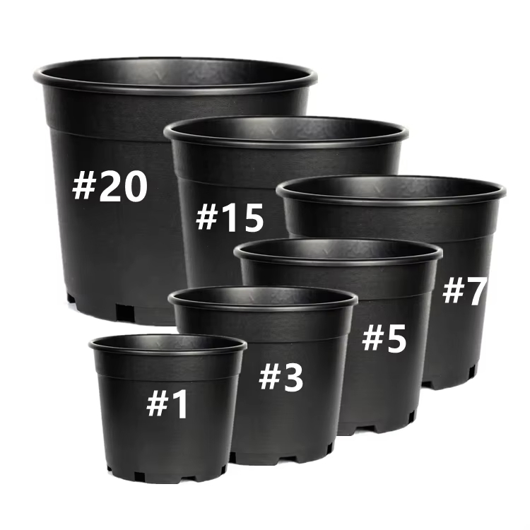 1-25 Gallon Black Plastic Nursery Flower Pots Lightweight Hanging Home Garden Planter