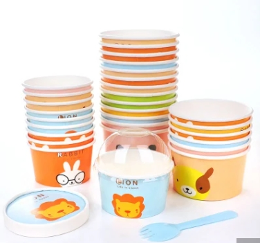 Disposable Popcorn Paper Bucket Take Away Food Grade Ice Cream Cup Paper Bowl