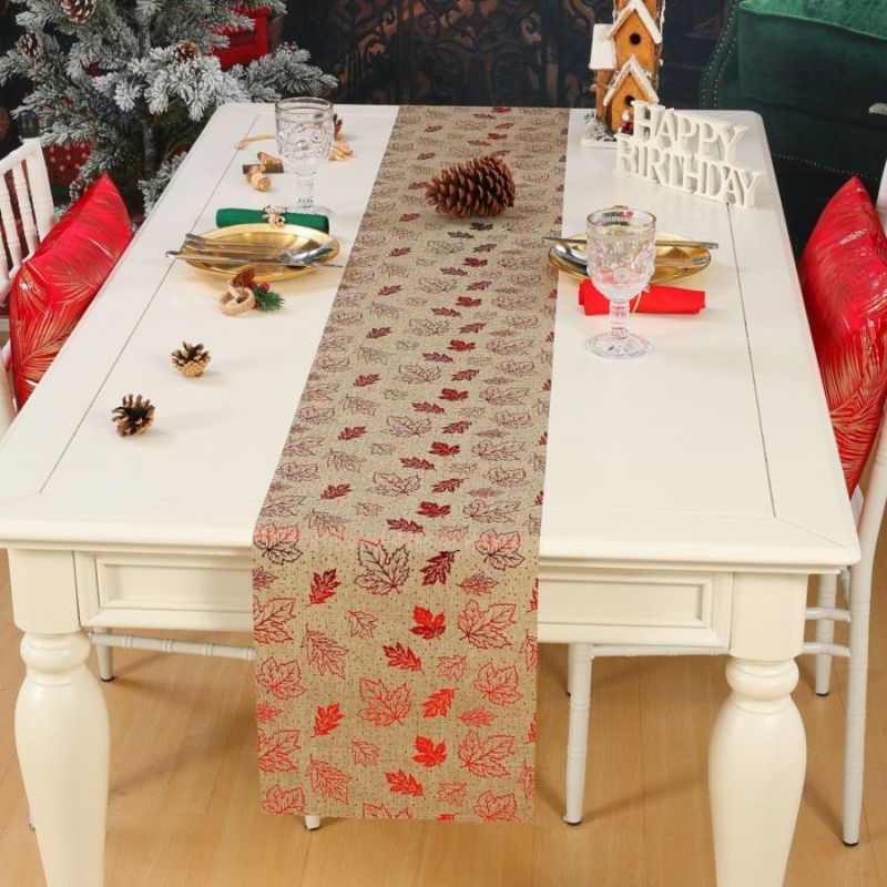 China Hotsale Printed Table Runner Christmas Home and Party Decoration Ornaments Fabric Deco Rolls Table Cloth
