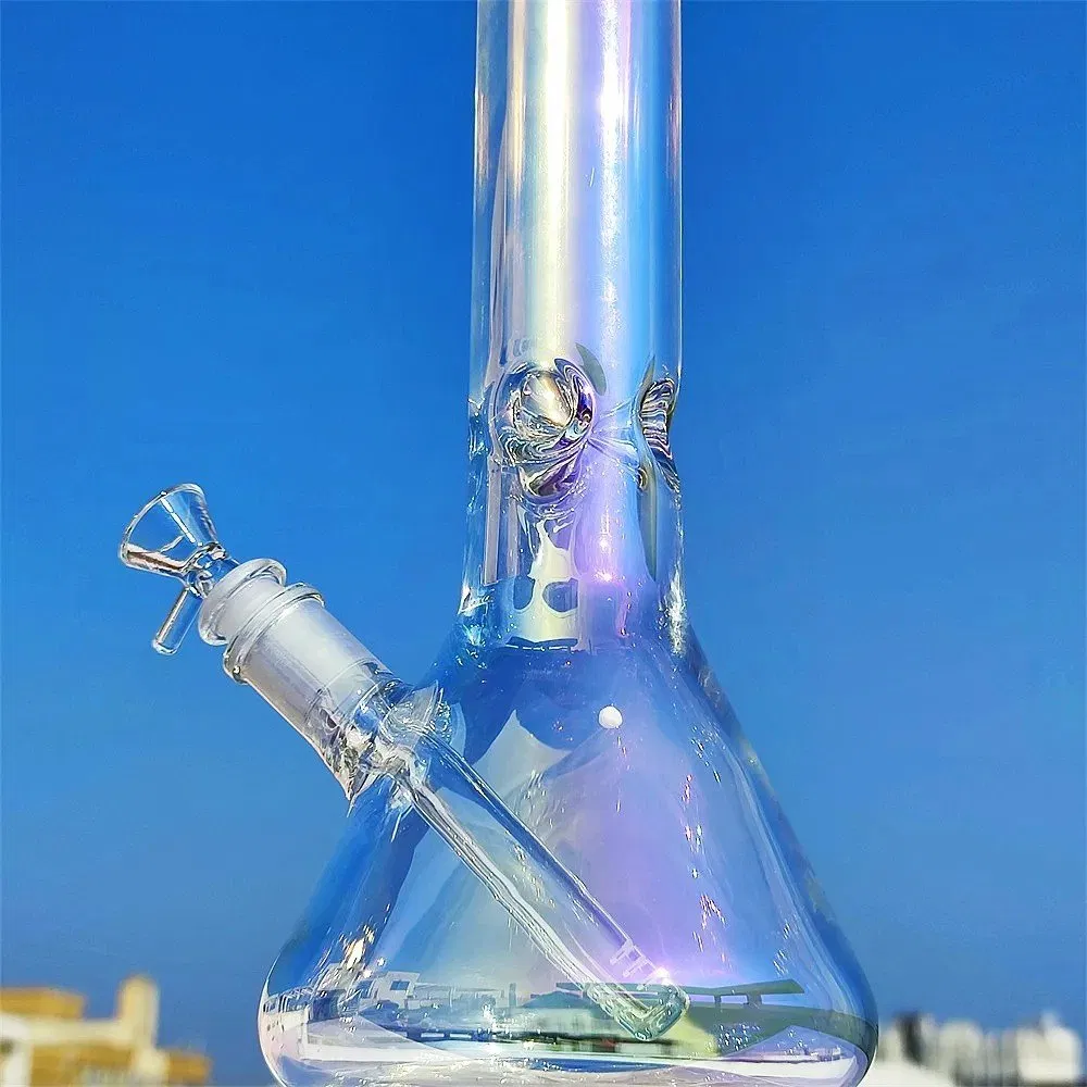 Heavy Duty 18 Inch 45cm Giant Size Rainbow Tinted Metallic Freeze Percolator Beaker pipe 14mm Glass pipe Water Pipe Hookah