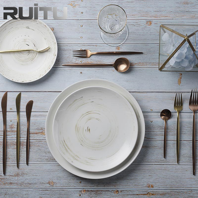 High Temperature Special Design Strong Dessert Plate Tourist Resort White Wholesale Price Colorful Porcelain Tableware Sets Ceramics Dinnerware Plates