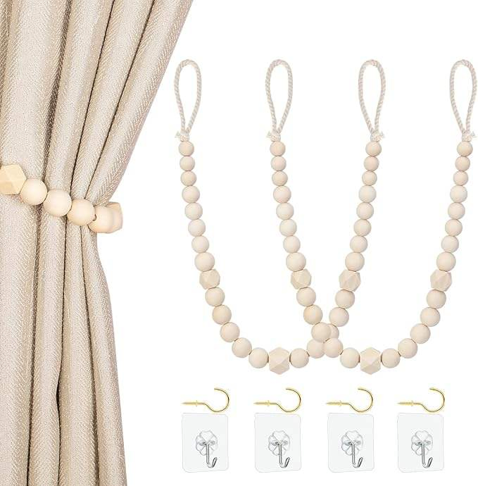 Light Luxury Curtains Rod Holders Tieback Holdbacks Strap Wooden Curtain Holder Window Bandage Curtain Rod