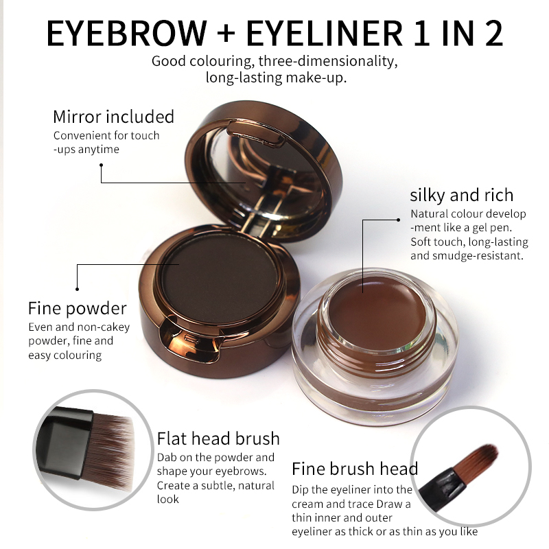 High Pigment Lasting Tinted 3D Eye Brow Enhancers 2-in-1 Eyebrow Powder Eyeliner