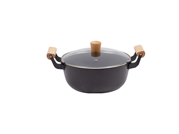 Чугунная кастрюля с антипригарным покрытием и стеклянной крышкой