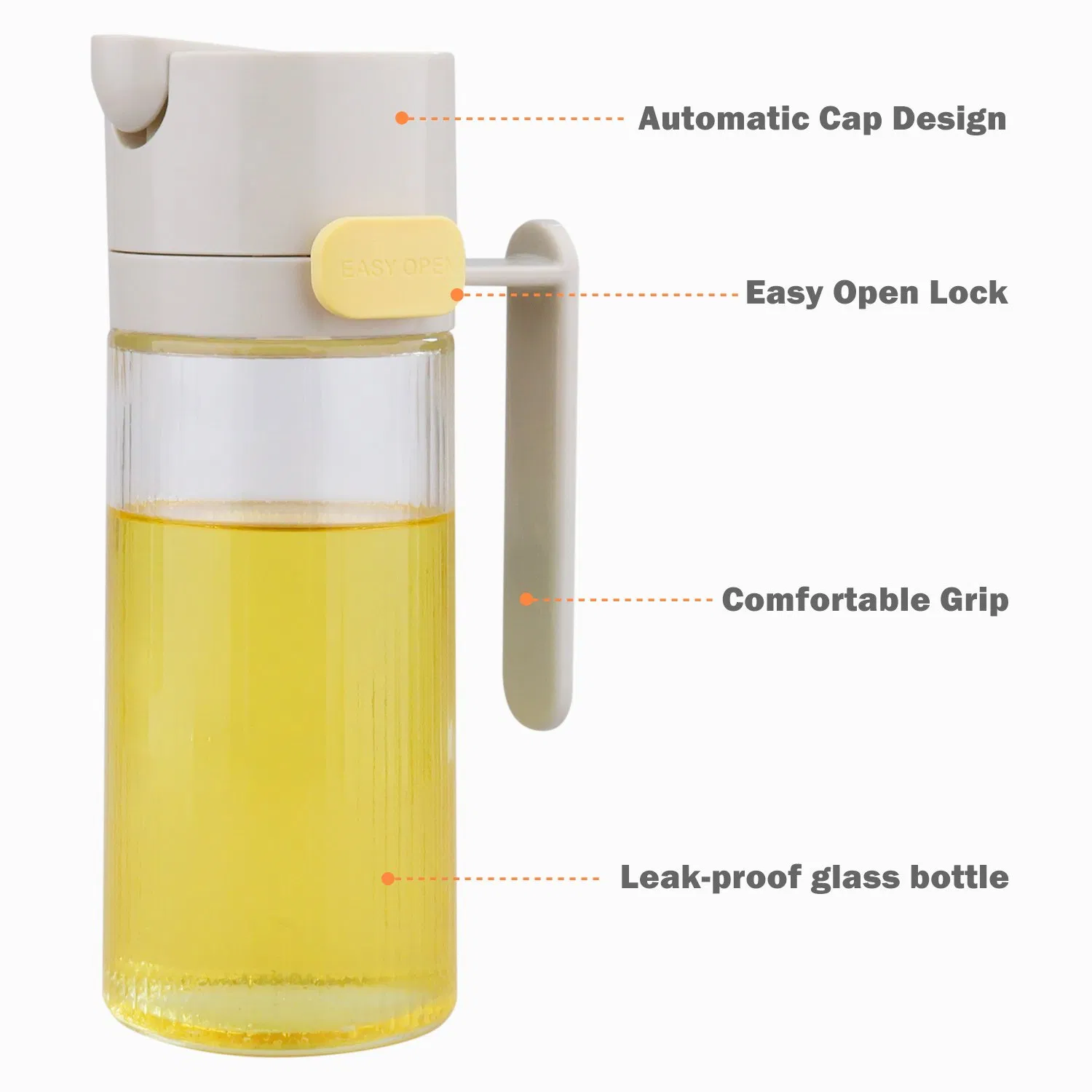 New Design Mutil-Functional Gravity Style Kitchen Glass Oil Pot 550ml