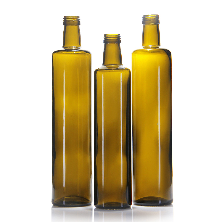 Top Quality 750ml 1000ml Dark Green Clear Round Square Glass Olive Oil Bottles for Olive Oil
