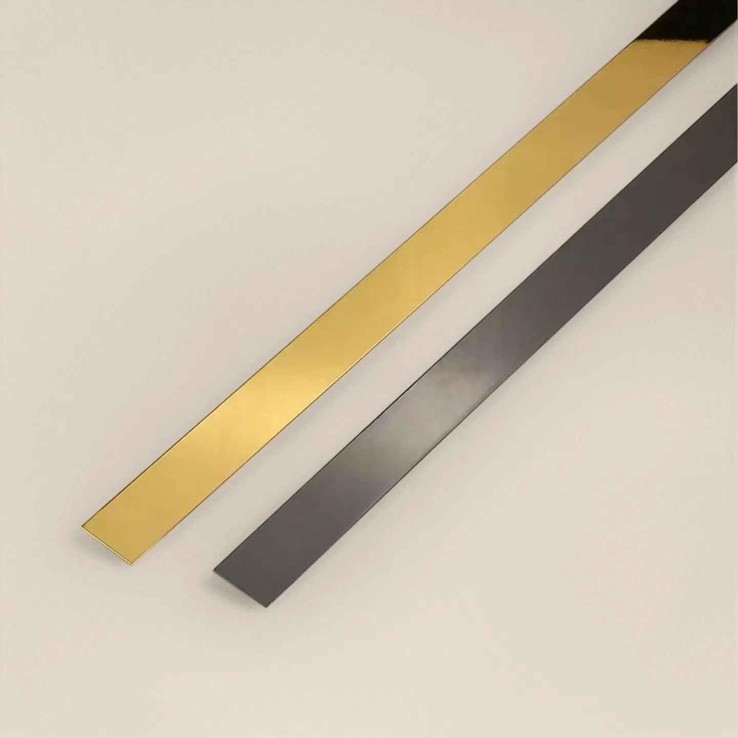 T&C F42 Stainless Steel Flat Strip Mirror Brushed Trim PVD Color Modern Flat Strip for Cabinet Doors
