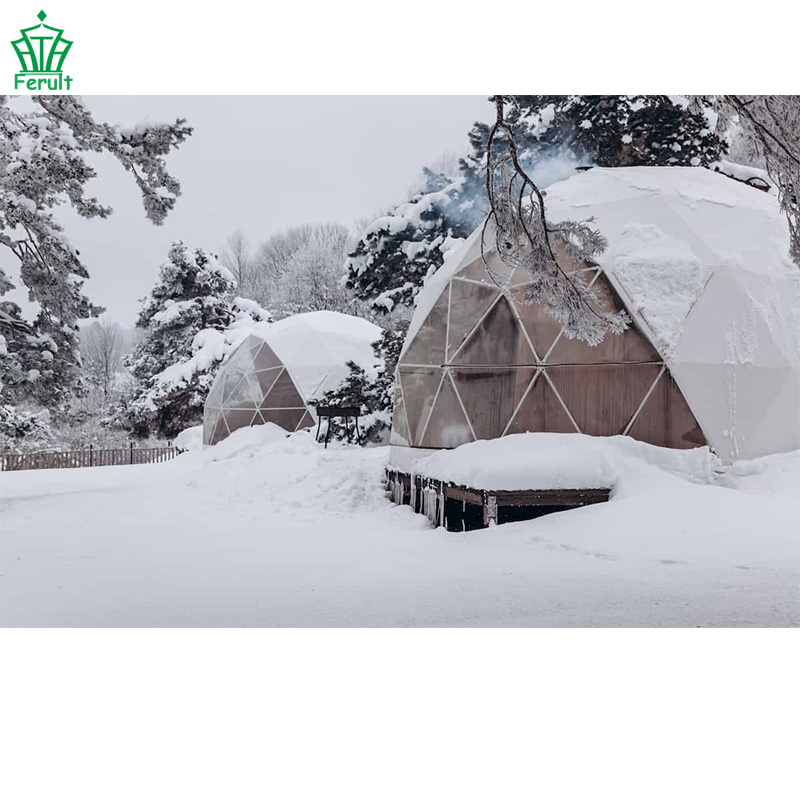 6m Insulation Layer Geodesic Dome Glamping Tent for Winter Camping