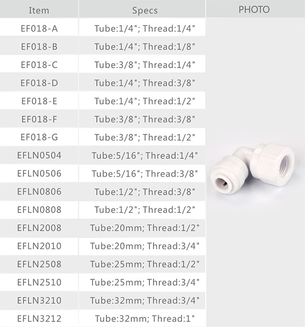 Eastcooler Ef018 L Type Elbow Female Adapter Water Fitting