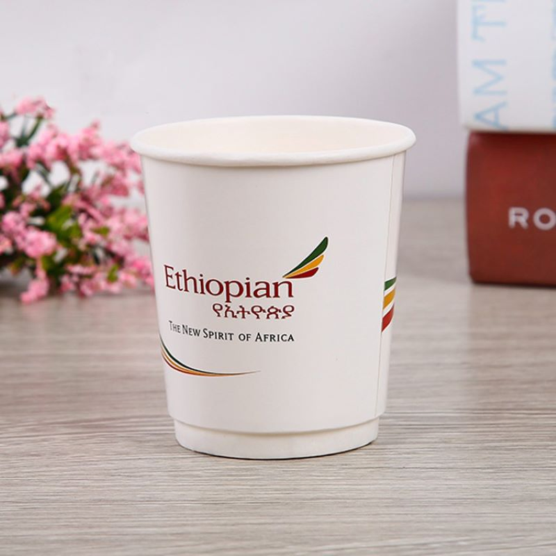 Airline Inflight Disposable Coffee Double Wall Customized Coffee Paper Coffee Cup Raw Material Paper with Lids for Coffee