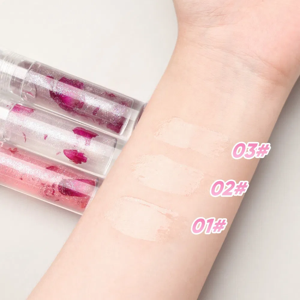 Lipgloss Factory High Shine Glossy Clear Lip Gloss with Dried Rose Flower
