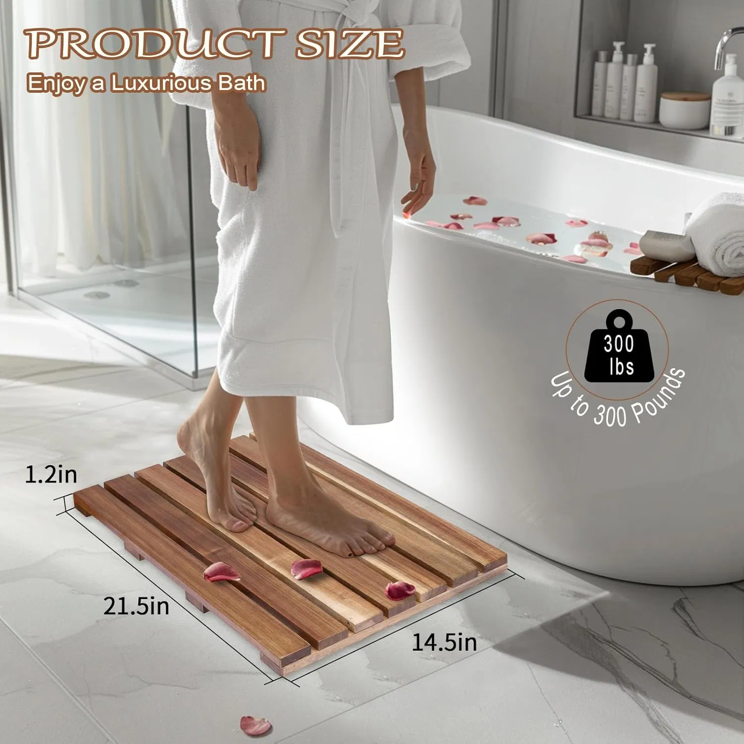 Acacia Wood Home Hotel Bathroom Bath Bath Mat Bathroom Mat